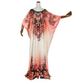 African Plus Size Women's Printed Pattern Bat Sleeve Dress - melvincucci