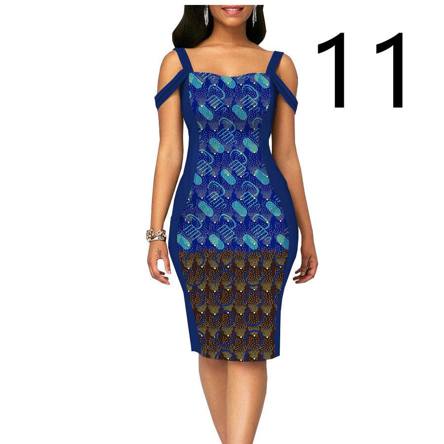 African Print Dress Women's Casual Tight Evening Gown - melvincucci
