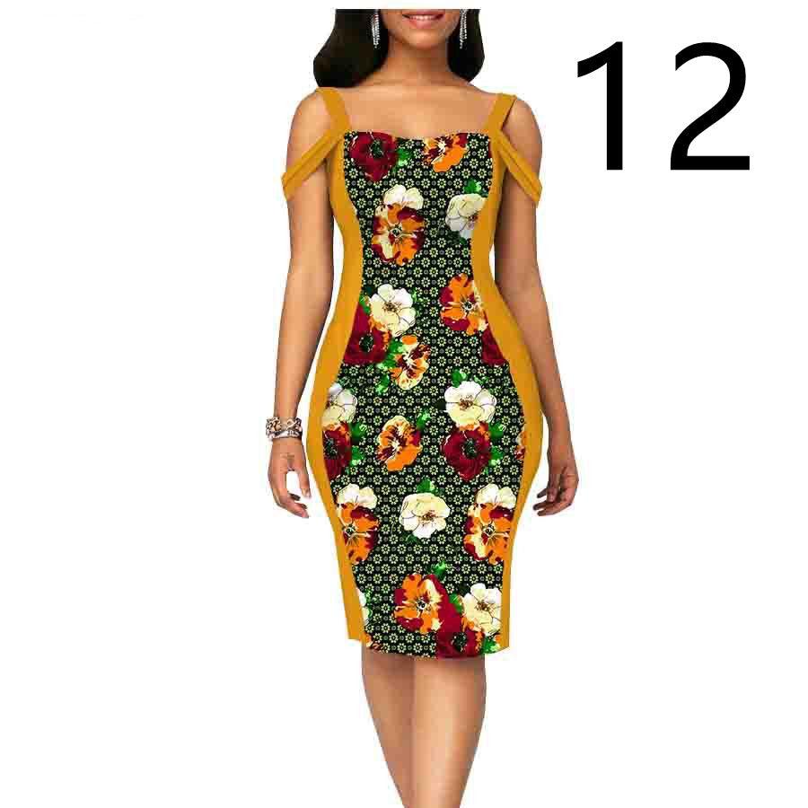 African Print Dress Women's Casual Tight Evening Gown - melvincucci