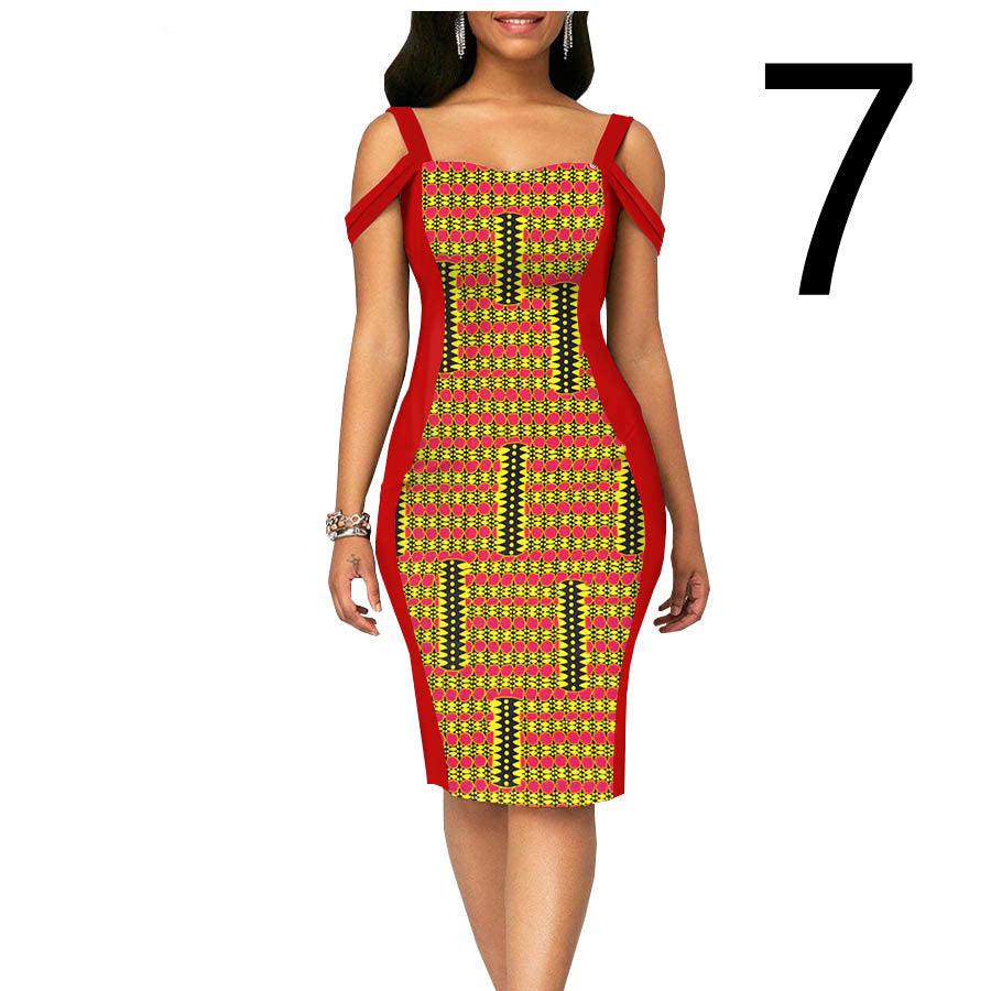 African Print Dress Women's Casual Tight Evening Gown - melvincucci