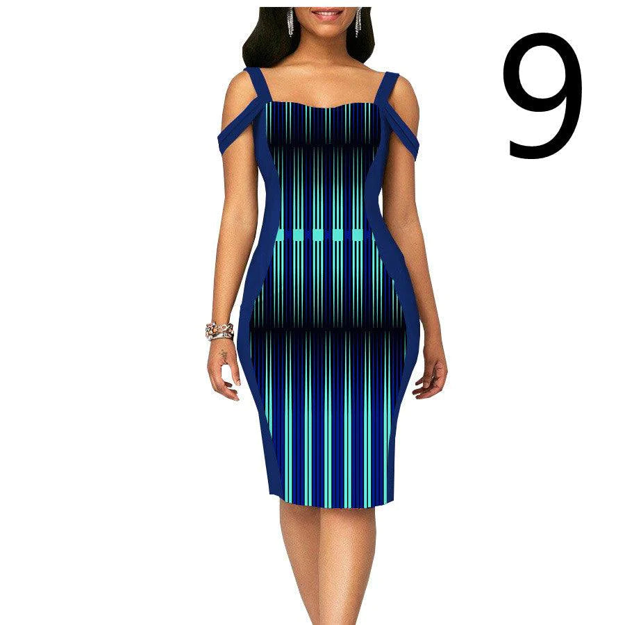 African Print Dress Women's Casual Tight Evening Gown - melvincucci
