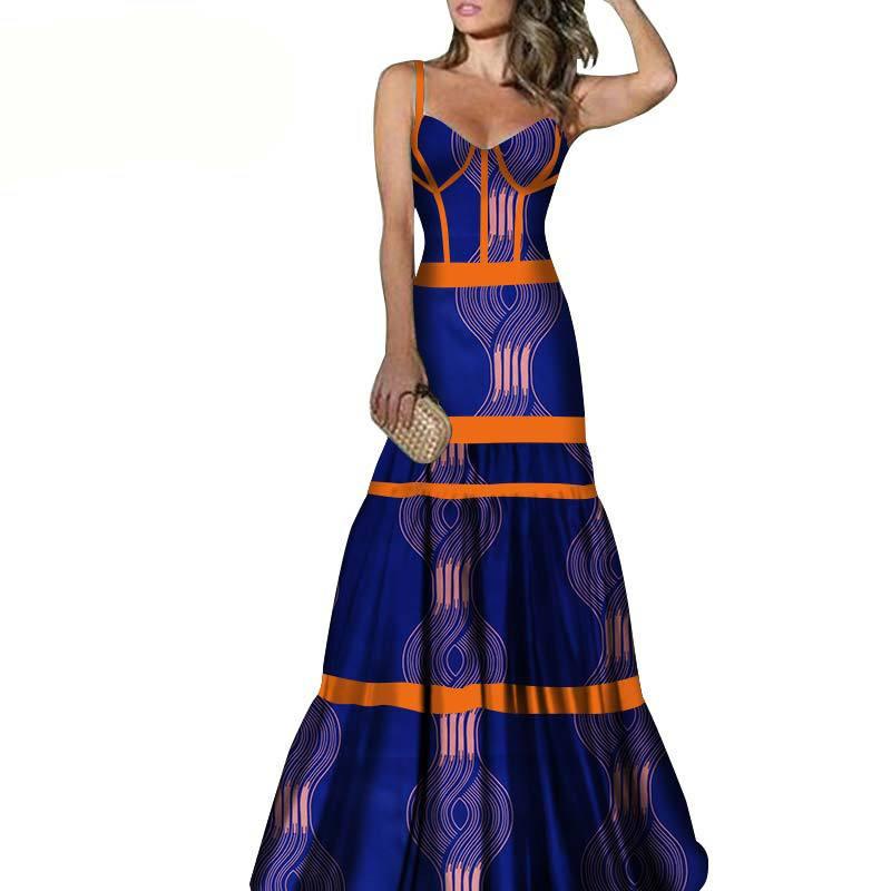 African Print Long Skirt Suspender Long Dress - melvincucci