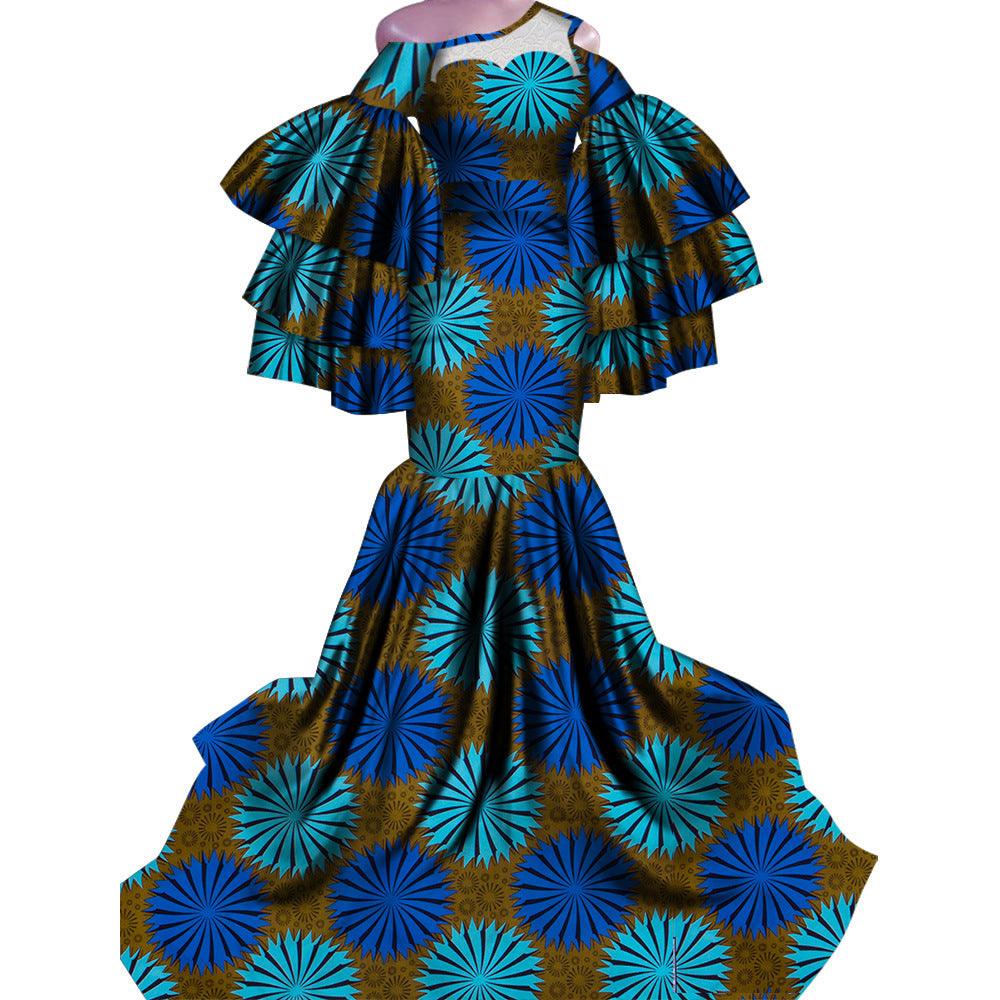 African Print Traditional Fishtail Dress Floor-length Dress - melvincucci