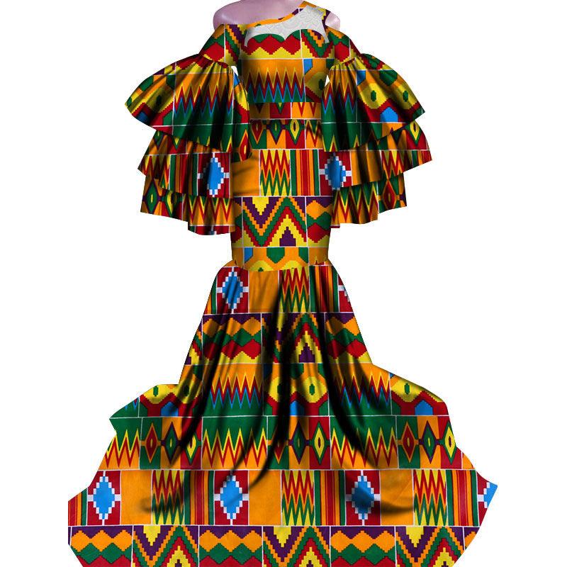 African Print Traditional Fishtail Dress Floor-length Dress - melvincucci