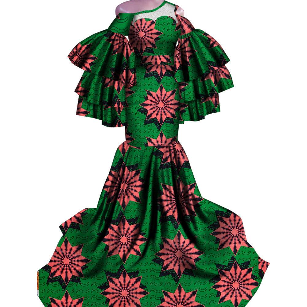 African Print Traditional Fishtail Dress Floor-length Dress - melvincucci
