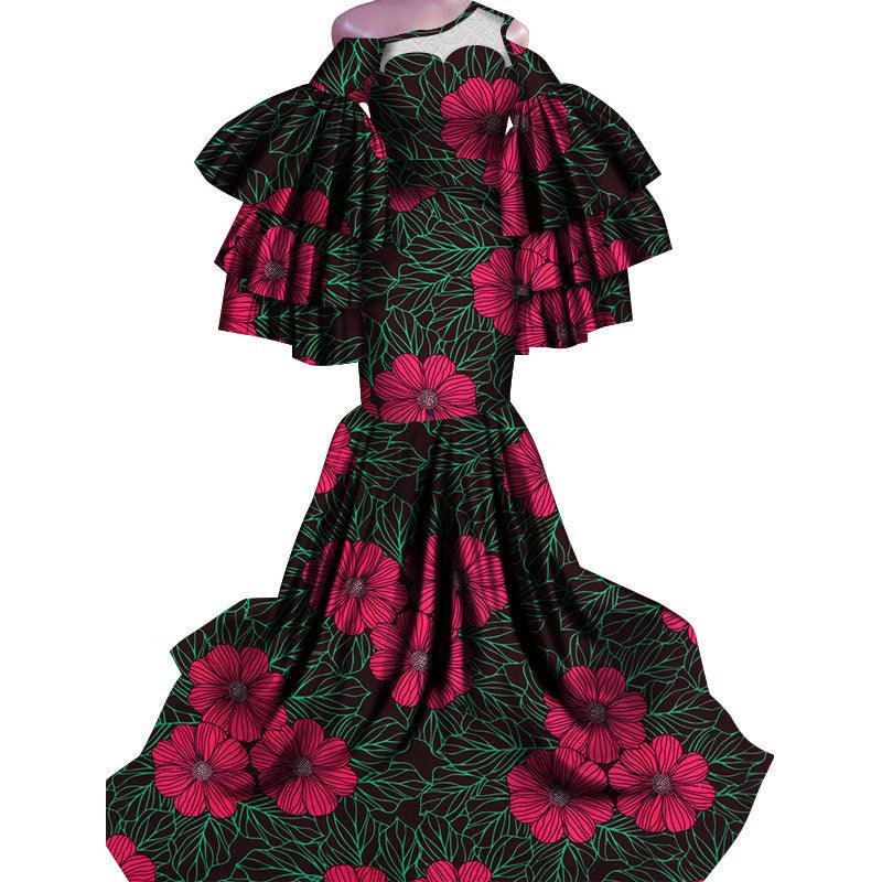 African Print Traditional Fishtail Dress Floor-length Dress - melvincucci