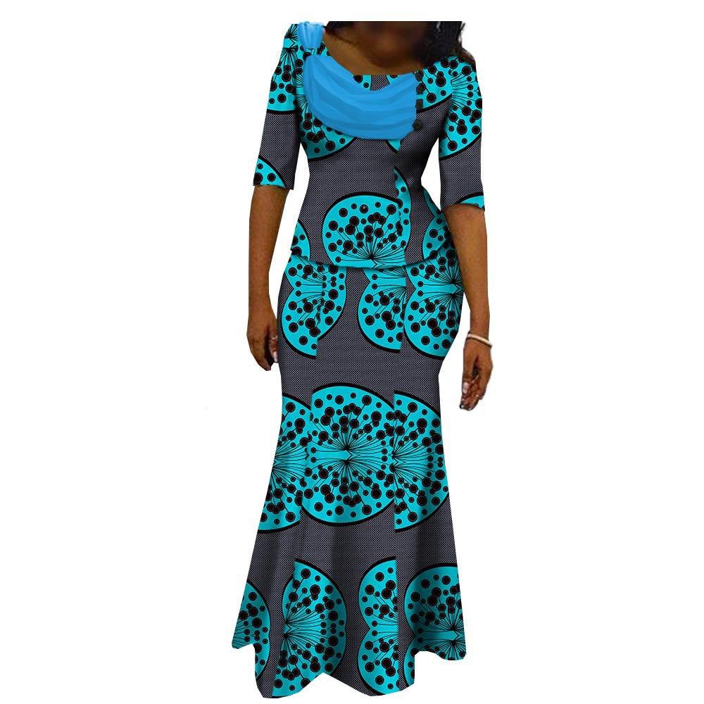 African Printed Short Sleeve Women'S Cotton Dress - melvincucci