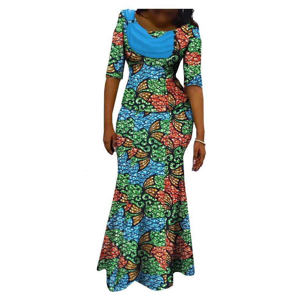 African Printed Short Sleeve Women'S Cotton Dress - melvincucci
