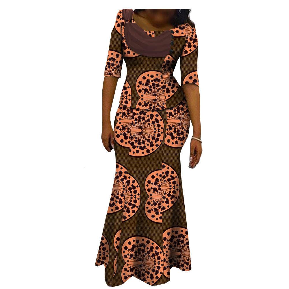 African Printed Short Sleeve Women'S Cotton Dress - melvincucci