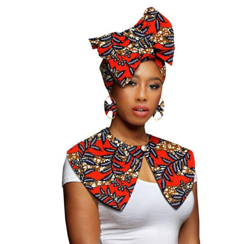 African Printing Batik Cotton Scarf Exaggerated Earrings Shawl African Earrings - melvincucci