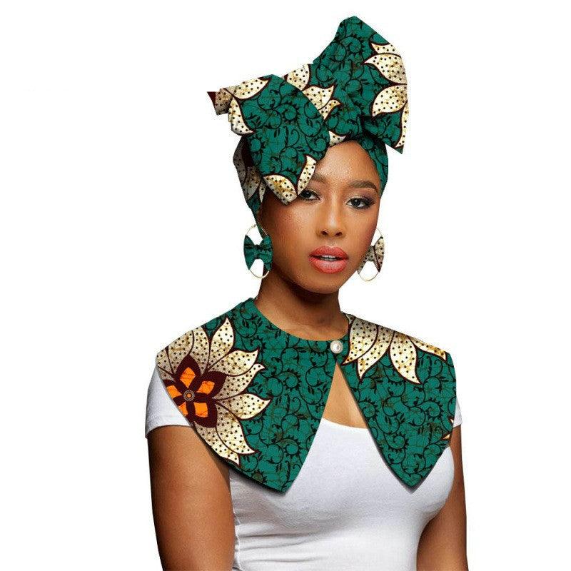 African Printing Batik Cotton Scarf Exaggerated Earrings Shawl African Earrings - melvincucci