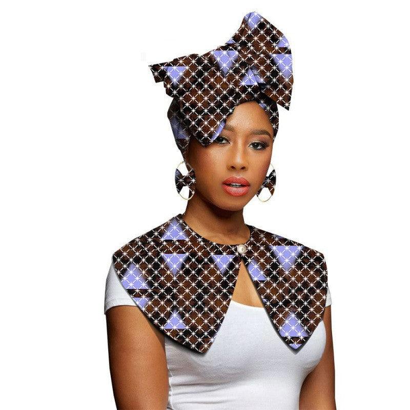African Printing Batik Cotton Scarf Exaggerated Earrings Shawl African Earrings - melvincucci