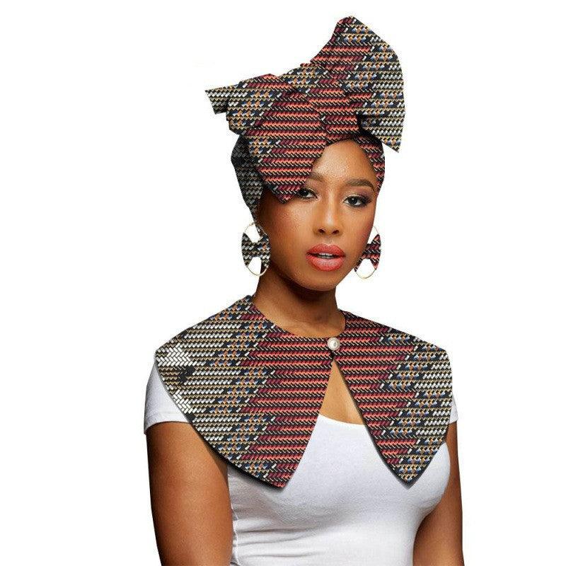 African Printing Batik Cotton Scarf Exaggerated Earrings Shawl African Earrings - melvincucci
