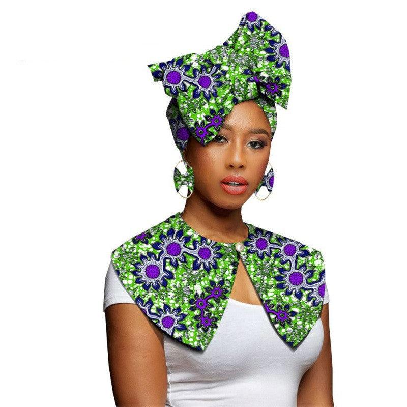African Printing Batik Cotton Scarf Exaggerated Earrings Shawl African Earrings - melvincucci