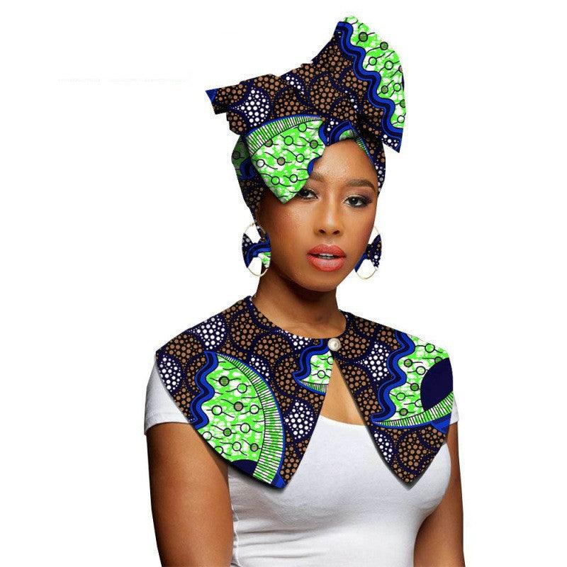 African Printing Batik Cotton Scarf Exaggerated Earrings Shawl African Earrings - melvincucci