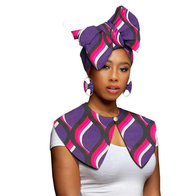 African Printing Batik Cotton Scarf Exaggerated Earrings Shawl African Earrings - melvincucci
