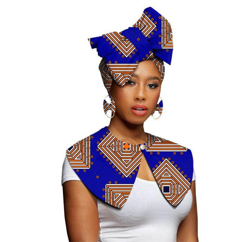 African Printing Batik Cotton Scarf Exaggerated Earrings Shawl African Earrings - melvincucci