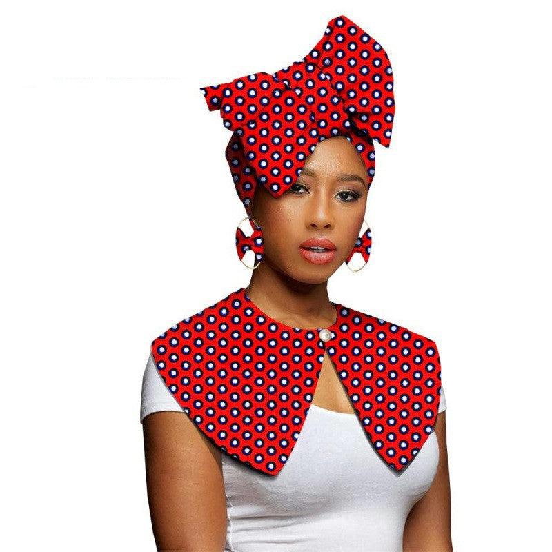 African Printing Batik Cotton Scarf Exaggerated Earrings Shawl African Earrings - melvincucci