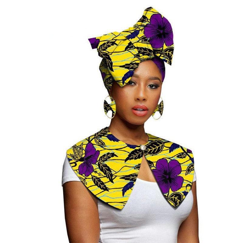 African Printing Batik Cotton Scarf Exaggerated Earrings Shawl African Earrings - melvincucci