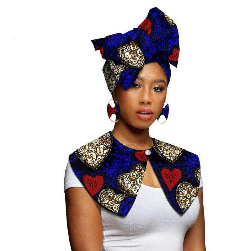 African Printing Batik Cotton Scarf Exaggerated Earrings Shawl African Earrings - melvincucci