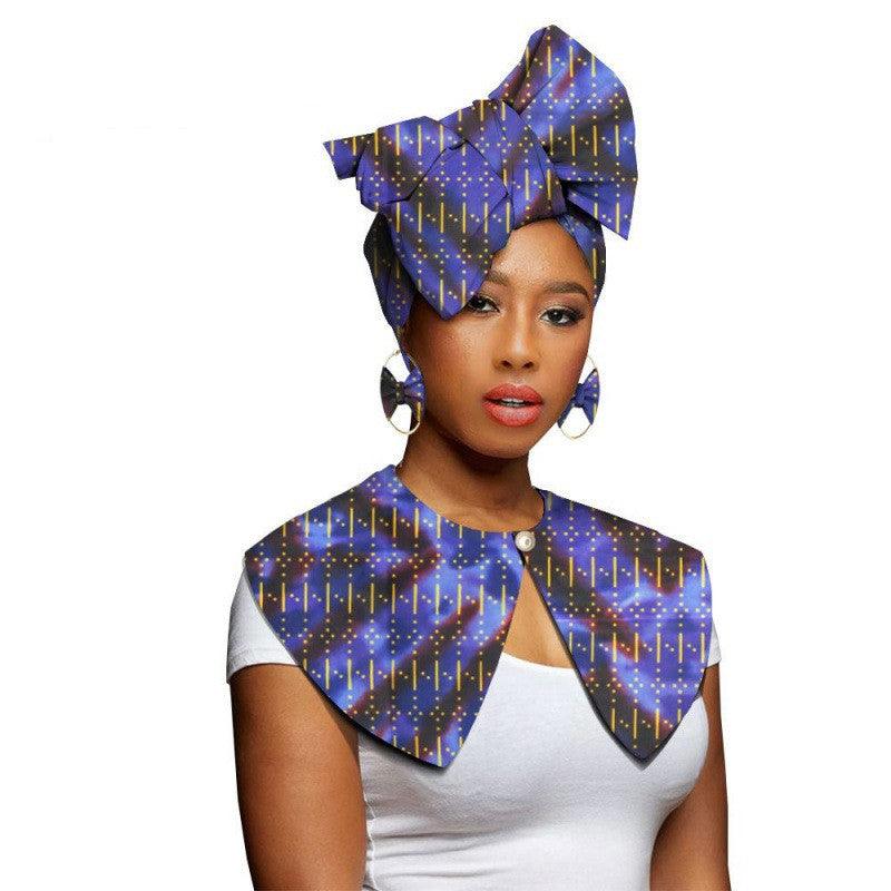 African Printing Batik Cotton Scarf Exaggerated Earrings Shawl African Earrings - melvincucci