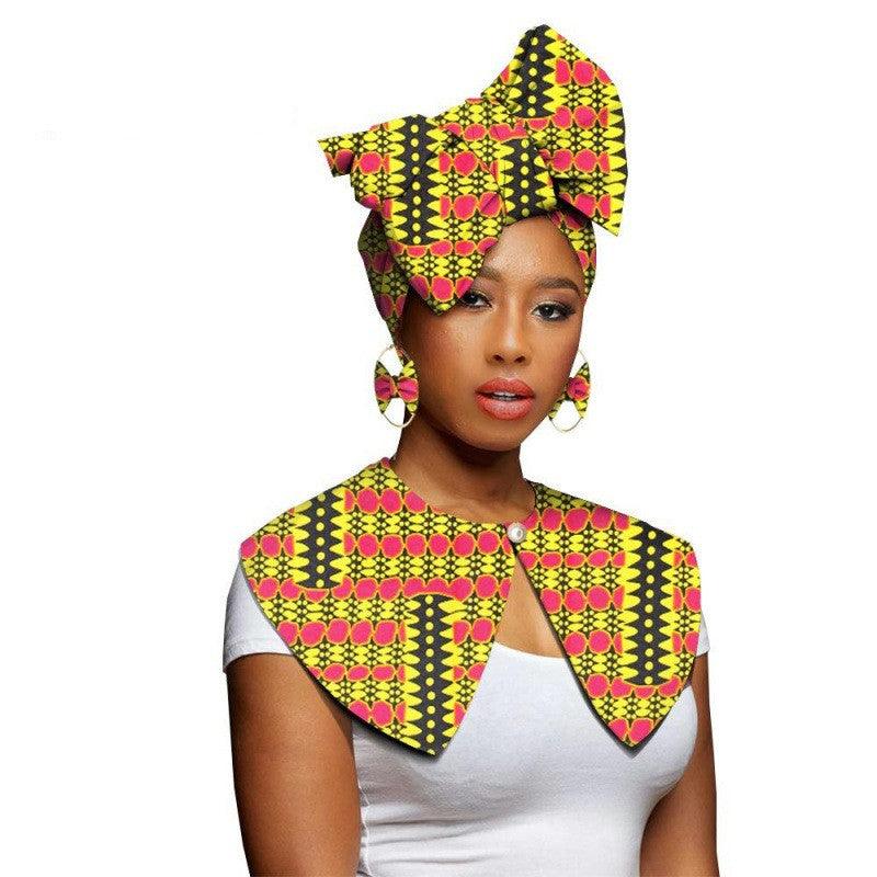 African Printing Batik Cotton Scarf Exaggerated Earrings Shawl African Earrings - melvincucci