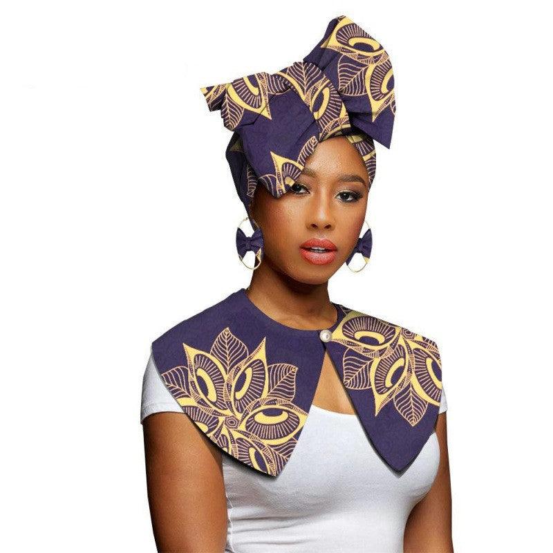 African Printing Batik Cotton Scarf Exaggerated Earrings Shawl African Earrings - melvincucci