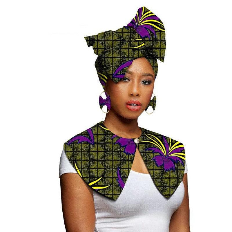 African Printing Batik Cotton Scarf Exaggerated Earrings Shawl African Earrings - melvincucci