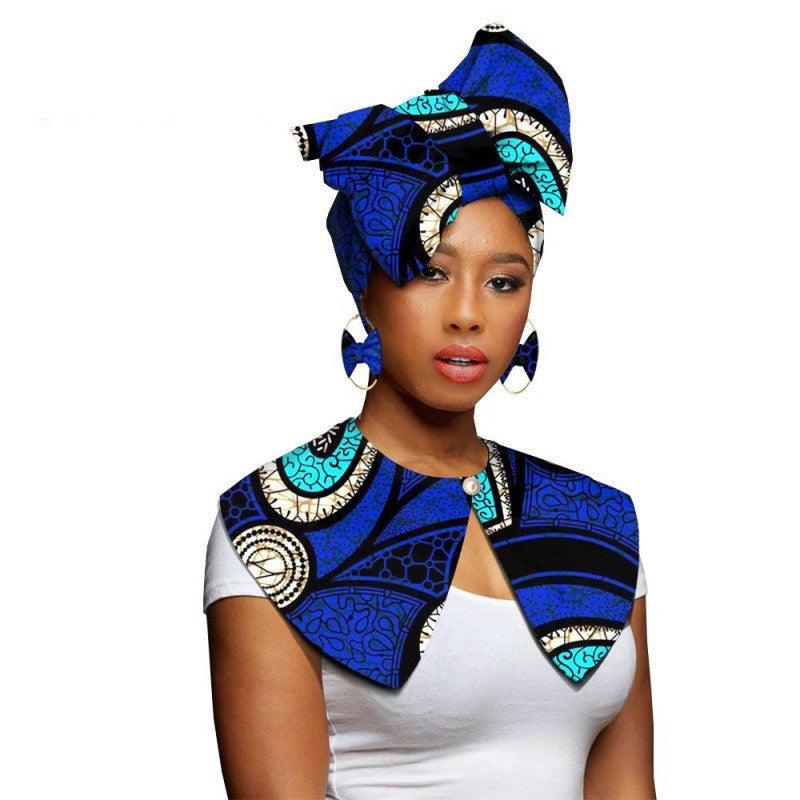 African Printing Batik Cotton Scarf Exaggerated Earrings Shawl African Earrings - melvincucci