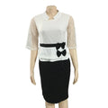 African Round Neck Stitching Lace Sleeve Commuter Plus Size Dress - melvincucci