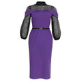 African Woman Polka Dot Mesh Lantern Sleeve High Waist Dress - melvincucci