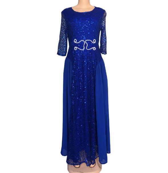 African Women Lace Sequined Party Dress - melvincucci