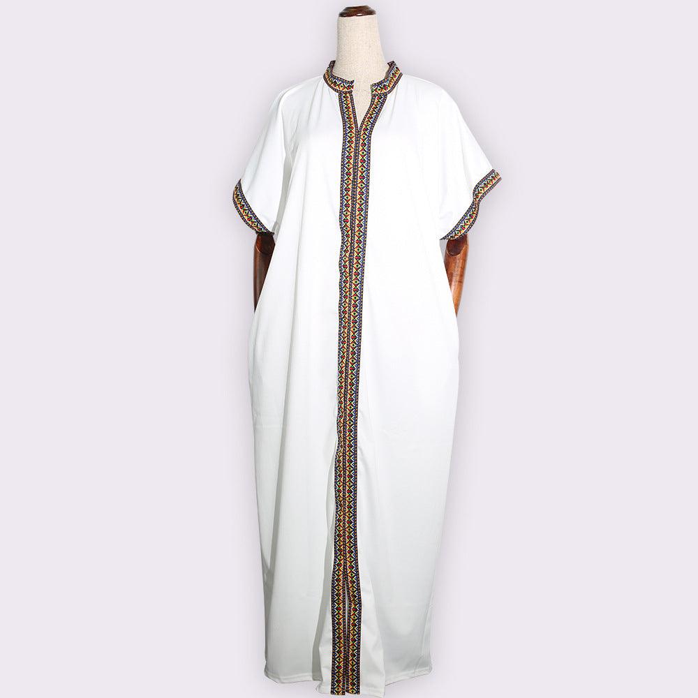 African Women Loose Short-sleeved Long Dress - melvincucci