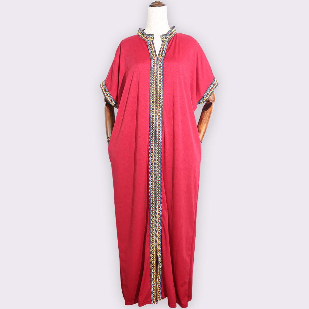 African Women Loose Short-sleeved Long Dress - melvincucci