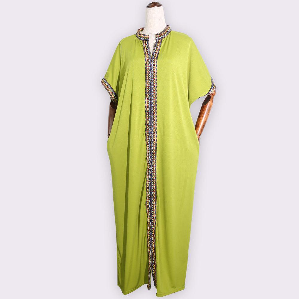 African Women Loose Short-sleeved Long Dress - melvincucci