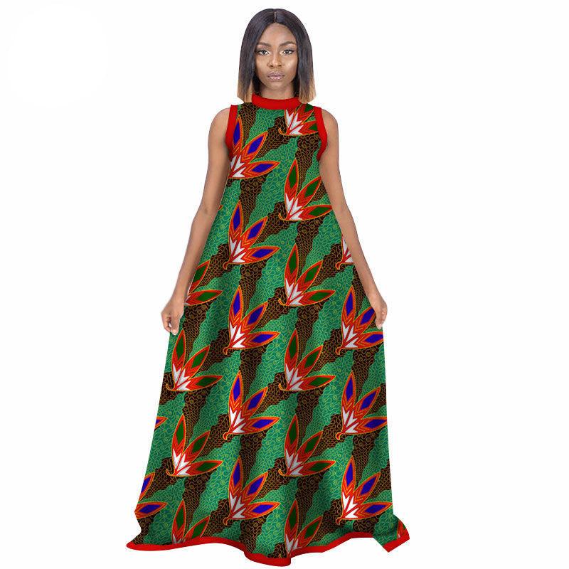African Women'S Summer Sleeveless Dress Cotton Customized Large Size Printed Long Skirt - melvincucci