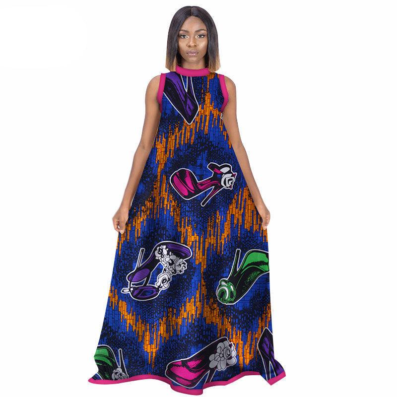 African Women'S Summer Sleeveless Dress Cotton Customized Large Size Printed Long Skirt - melvincucci