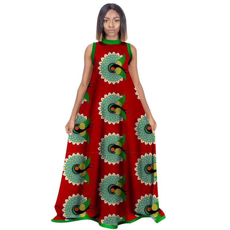 African Women'S Summer Sleeveless Dress Cotton Customized Large Size Printed Long Skirt - melvincucci