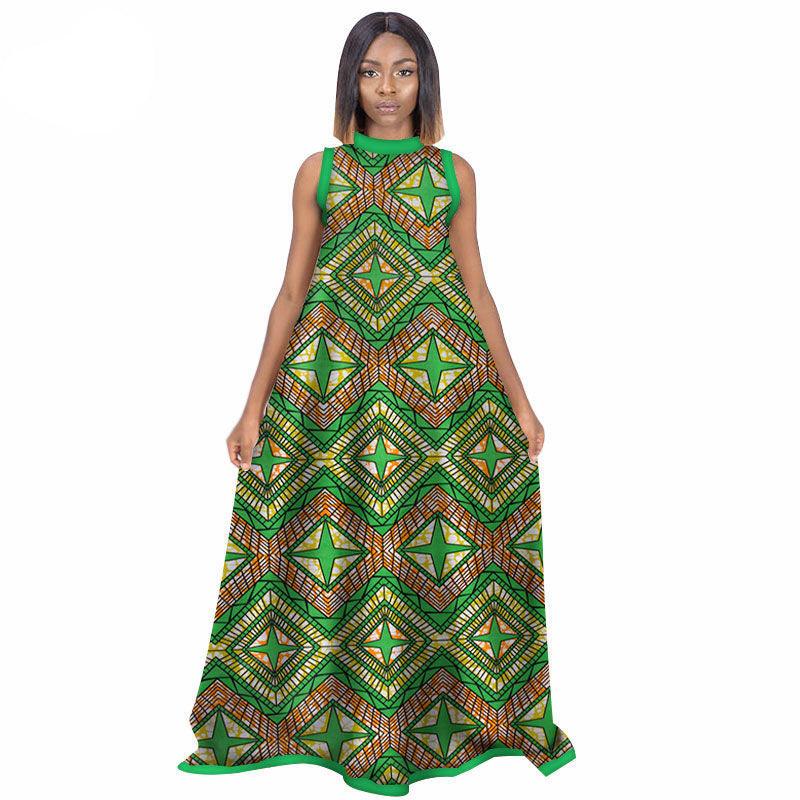 African Women'S Summer Sleeveless Dress Cotton Customized Large Size Printed Long Skirt - melvincucci