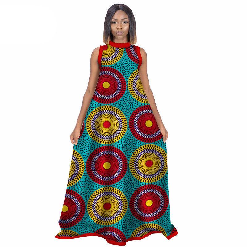 African Women'S Summer Sleeveless Dress Cotton Customized Large Size Printed Long Skirt - melvincucci