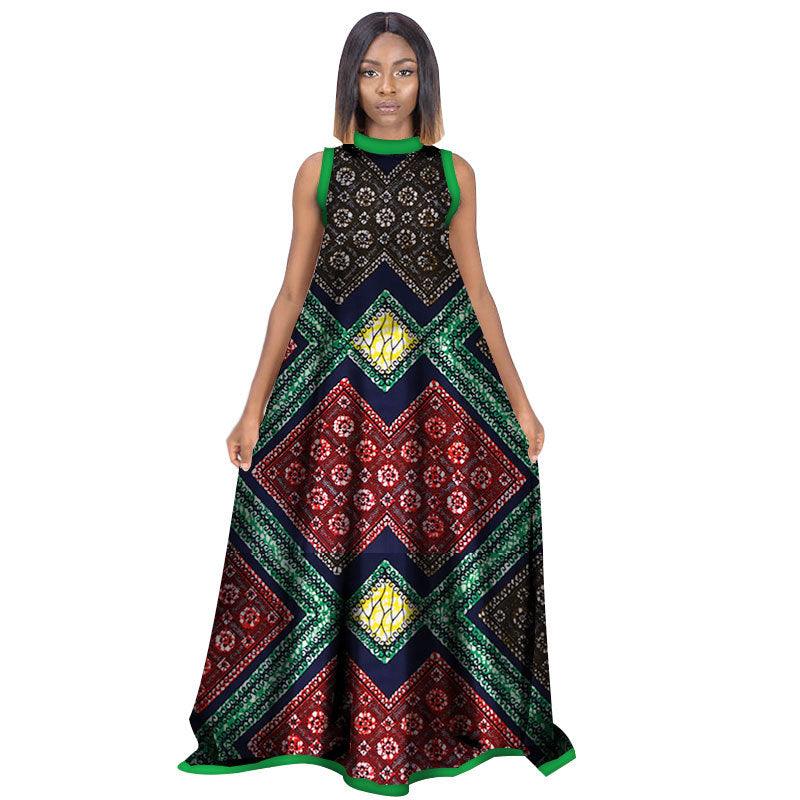 African Women'S Summer Sleeveless Dress Cotton Customized Large Size Printed Long Skirt - melvincucci