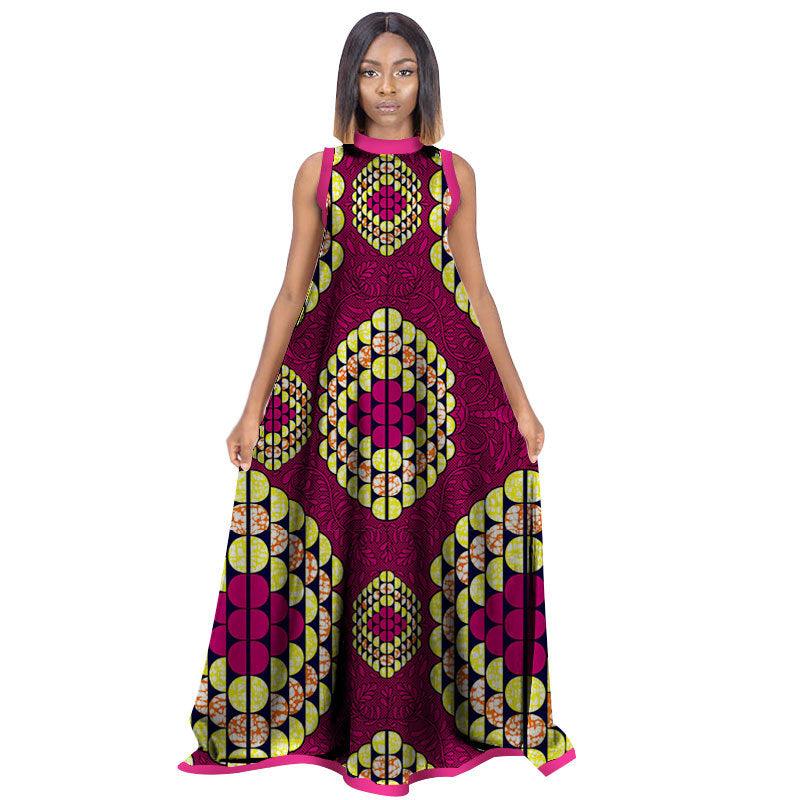 African Women'S Summer Sleeveless Dress Cotton Customized Large Size Printed Long Skirt - melvincucci