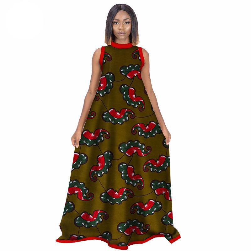 African Women'S Summer Sleeveless Dress Cotton Customized Large Size Printed Long Skirt - melvincucci