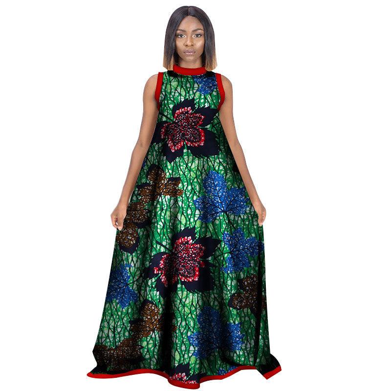 African Women'S Summer Sleeveless Dress Cotton Customized Large Size Printed Long Skirt - melvincucci