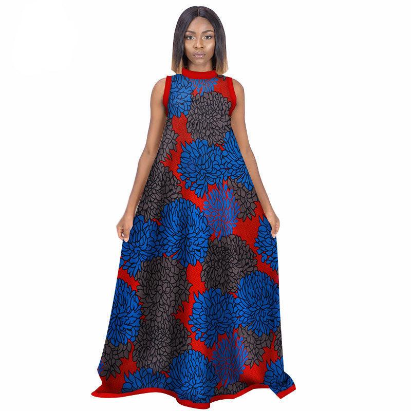 African Women'S Summer Sleeveless Dress Cotton Customized Large Size Printed Long Skirt - melvincucci