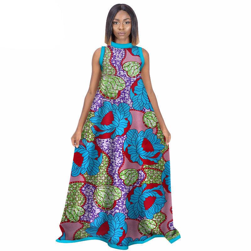 African Women'S Summer Sleeveless Dress Cotton Customized Large Size Printed Long Skirt - melvincucci