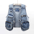 All-Match Fashion Multi-Pocket Denim Vest Women Short Vest - melvincucci