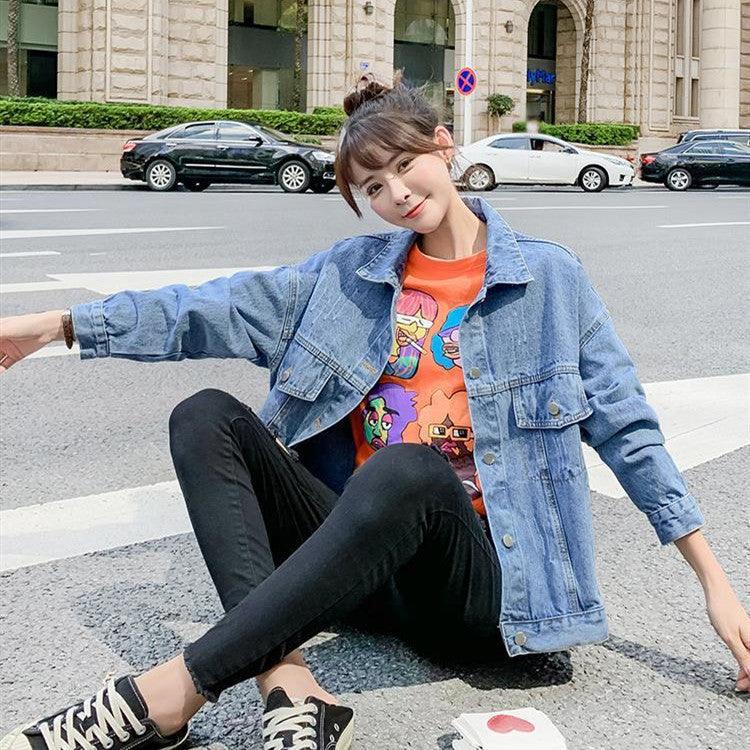 All-match Korean Style Loose Embroidered Denim Jacket Women - melvincucci