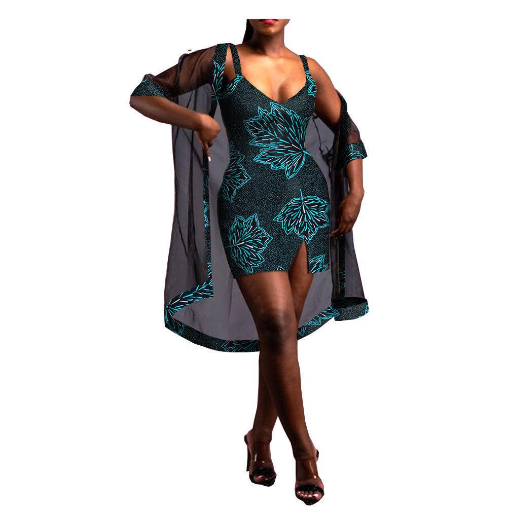 Amazon Aliexpress Two-Piece African Batik Printed Dress - melvincucci