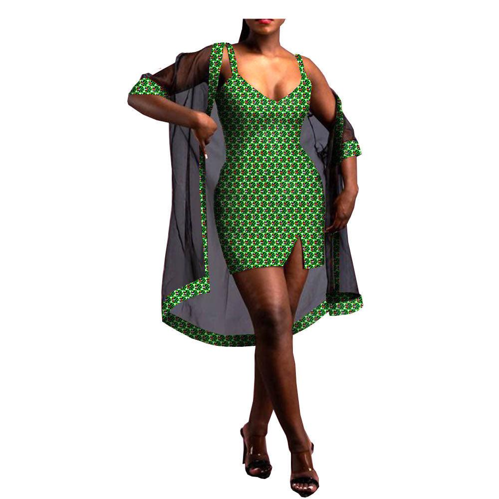 Amazon Aliexpress Two-Piece African Batik Printed Dress - melvincucci